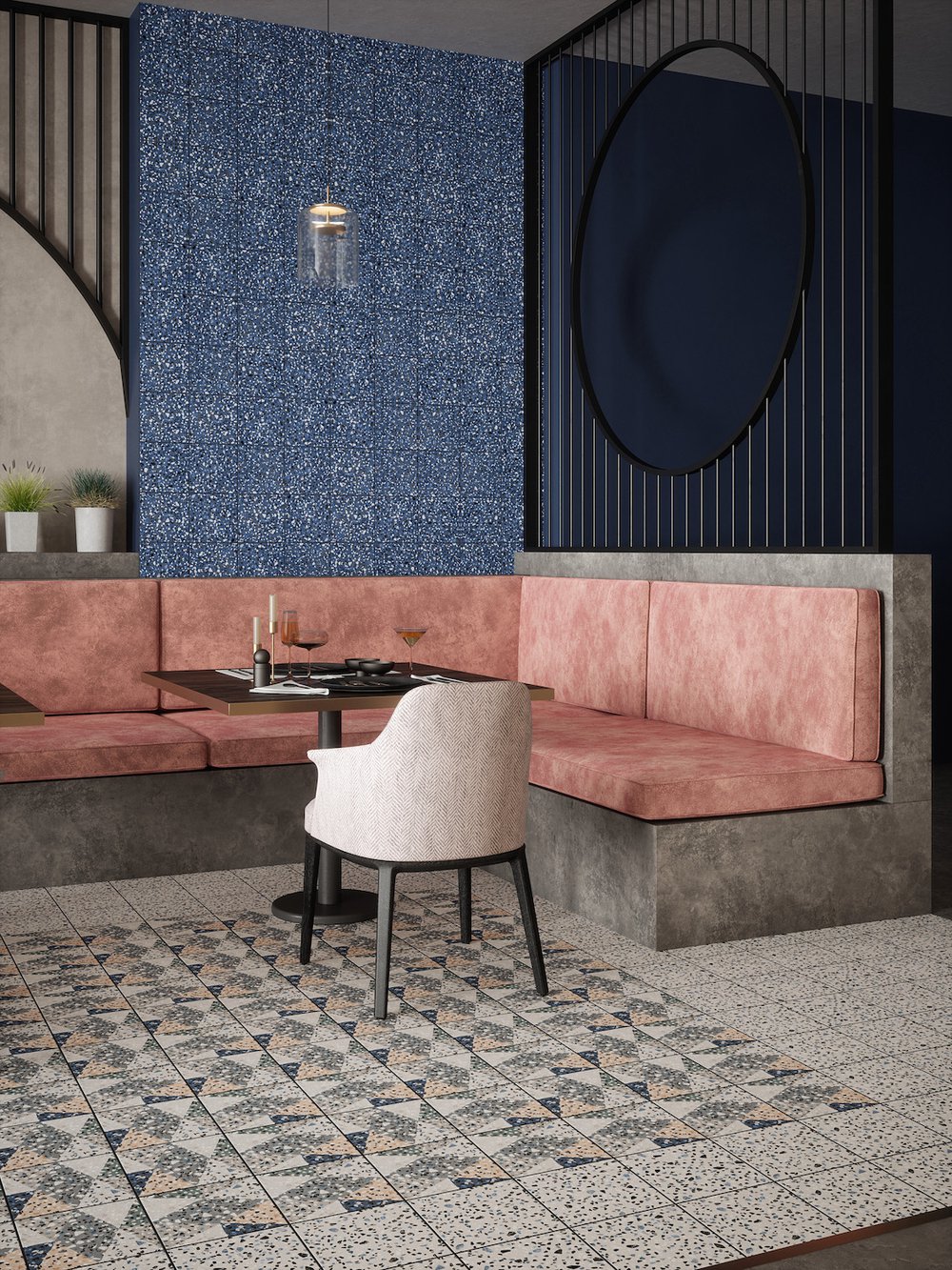Bold in design and colour, Lucca provides a contemporary take on traditional terrazzo tiles.