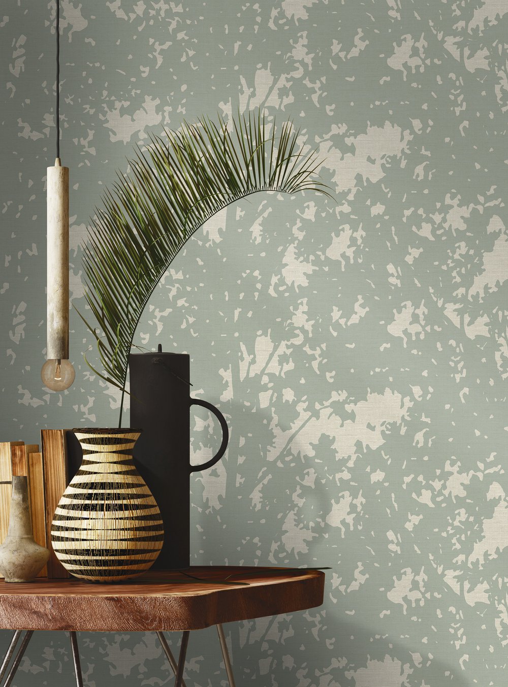 Botanical print on finely woven ground wall-covering
