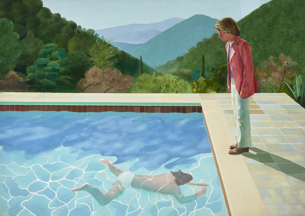 Portrait of an Artist (Pool with Two Figures), 1972. Acrylic paint on canvas. 2140 x 3048 mm. Lewis Collection © David Hockney. Photo Credit: Art Gallery of New South Wales / Jenni Carter.